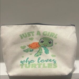 Turtle Print Canvas Pouch
